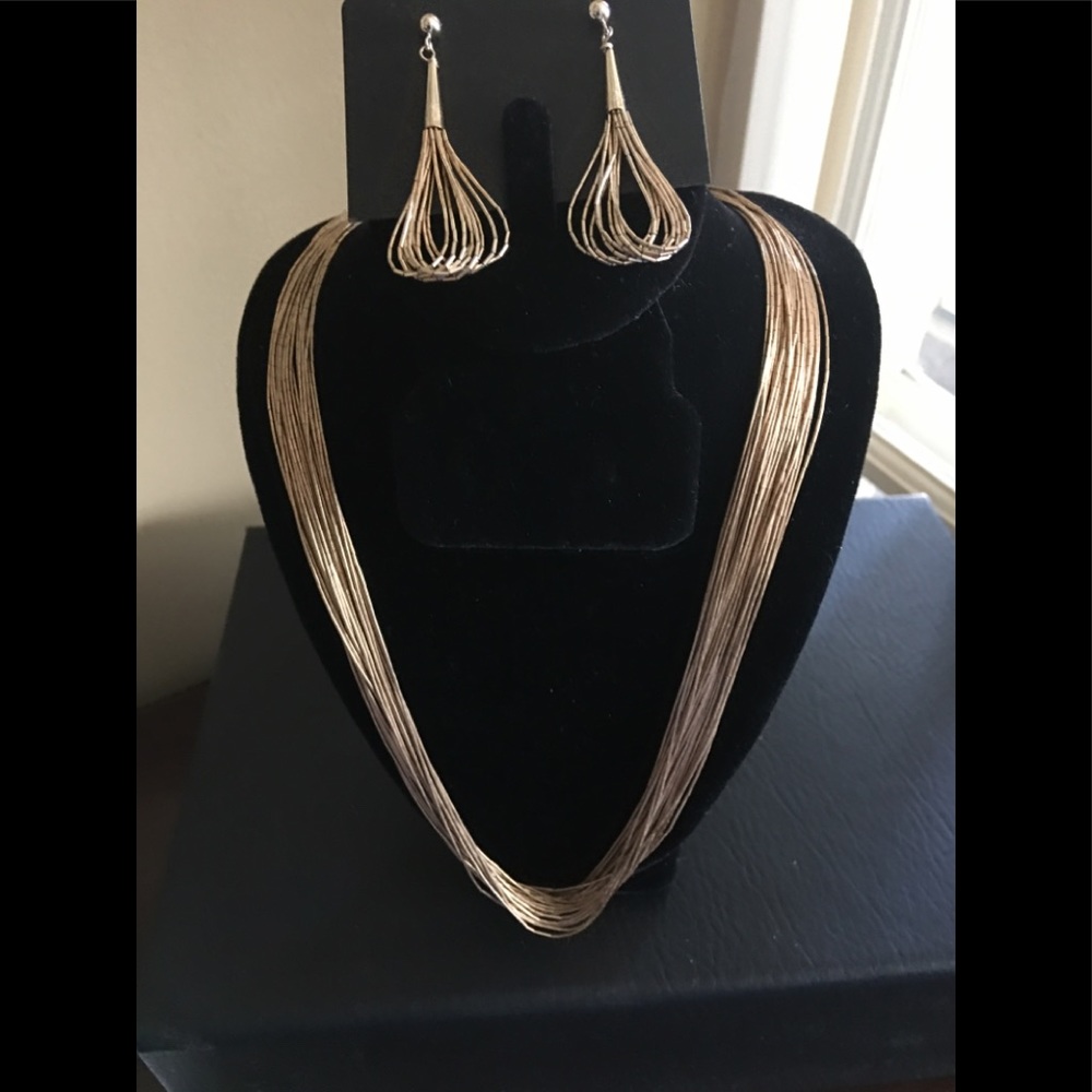 2pc Gold over Sterling Necklace and Earring Set